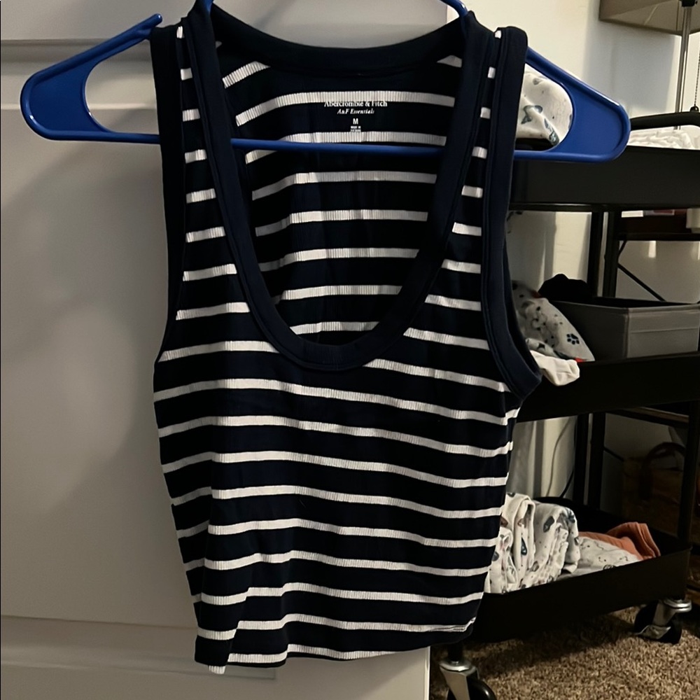 Abercrombie & Fitch Black and White Striped Crop Tank Top